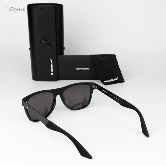 Montblanc Women Sunglasses Matte Black Grey Square MB0298S 001 BRAND NEW
